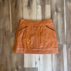 Halogen 100% Leather Cognac Mini Skirt Size 6